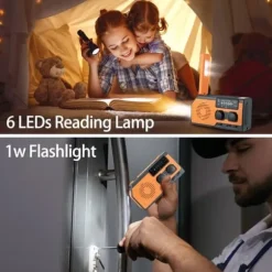 OBOSOE Nødradio Håndsvingsradio 5000mAh med solcelle & NOAA, vejrradio med LED lommelygte til camping