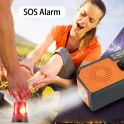 OBOSOE Nødradio Håndsvingsradio 5000mAh med solcelle & NOAA, vejrradio med LED lommelygte til camping