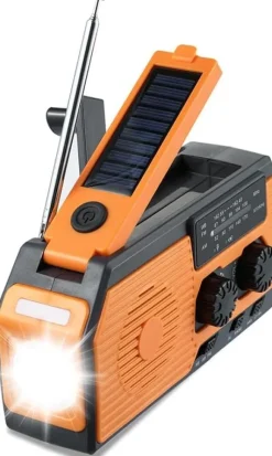 OBOSOE Nødradio Håndsvingsradio 5000mAh med solcelle & NOAA, vejrradio med LED lommelygte til camping