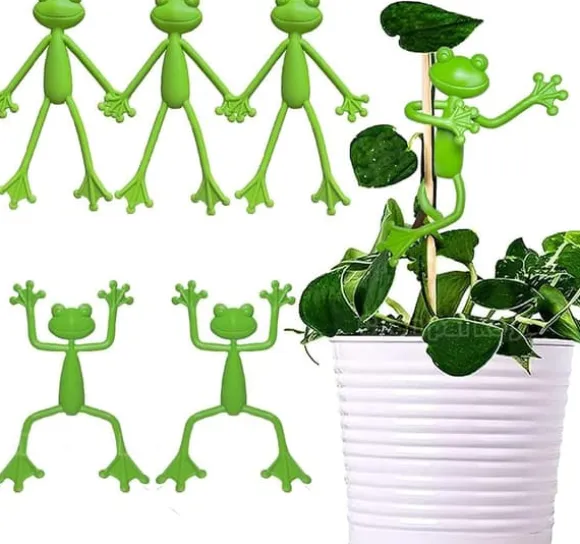 OBOSOE 5-Pack Frog Plant Support, Sød Frø Plantestativ Potteholder til indendørs og udendørs dekoration