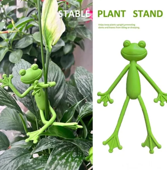 OBOSOE 5-Pack Frog Plant Support, Sød Frø Plantestativ Potteholder til indendørs og udendørs dekoration