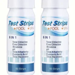 OBOSOE 100-Pack 6-i-1 pool- og spa-teststrimler, vandtester - pH, klor, alkalinitet, cyanursyre, hårdhed