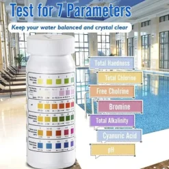 OBOSOE 100-Pack 6-i-1 pool- og spa-teststrimler, vandtester - pH, klor, alkalinitet, cyanursyre, hårdhed