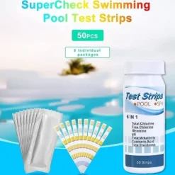 OBOSOE 100-Pack 6-i-1 pool- og spa-teststrimler, vandtester - pH, klor, alkalinitet, cyanursyre, hårdhed