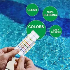 OBOSOE 100-Pack 6-i-1 pool- og spa-teststrimler, vandtester - pH, klor, alkalinitet, cyanursyre, hårdhed