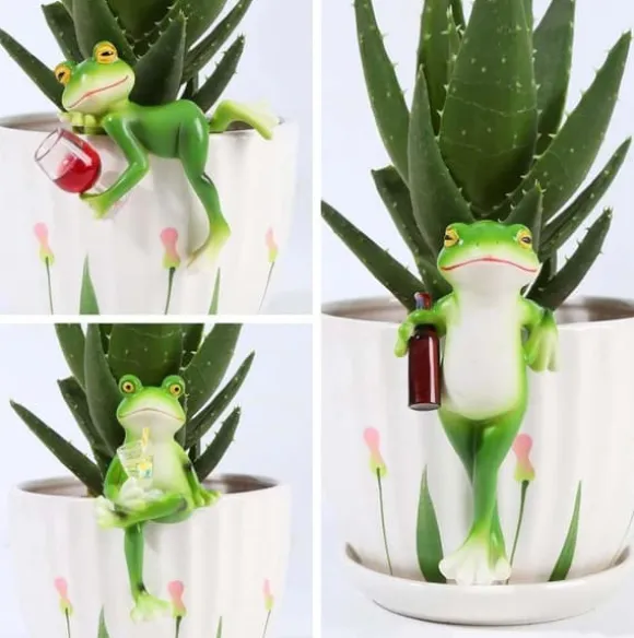 OBOSOE 3-pak frøfigurer Pot Dekoration – Havedekoration / Altandekoration / Udendørs dekoration
