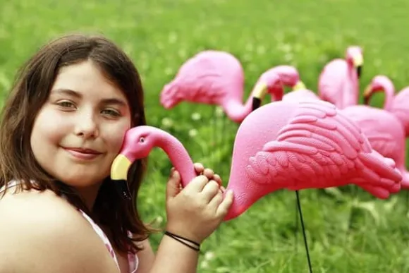 OBOSOE 2-pak lyserøde flamingo havepynt – 60 cm plastikstatuer til udendørs dekoration