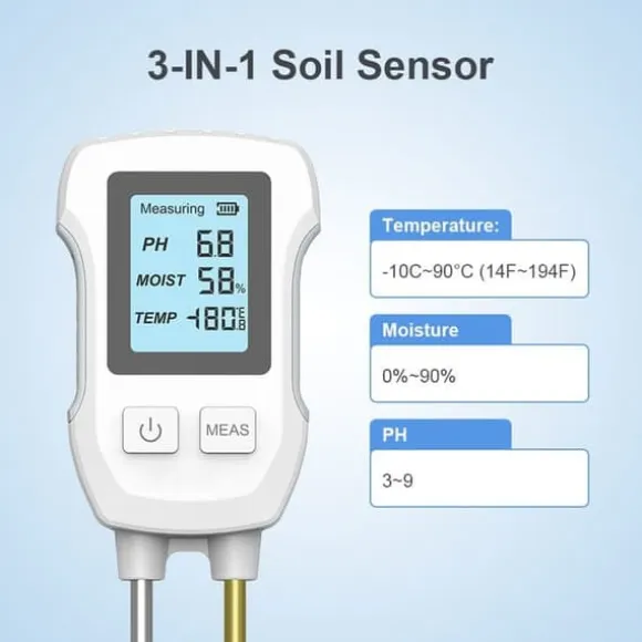 OBOSOE pH-måler og jordfugtighedsmåler – Digital jordtester med dobbelt sensor til potteplanter og have