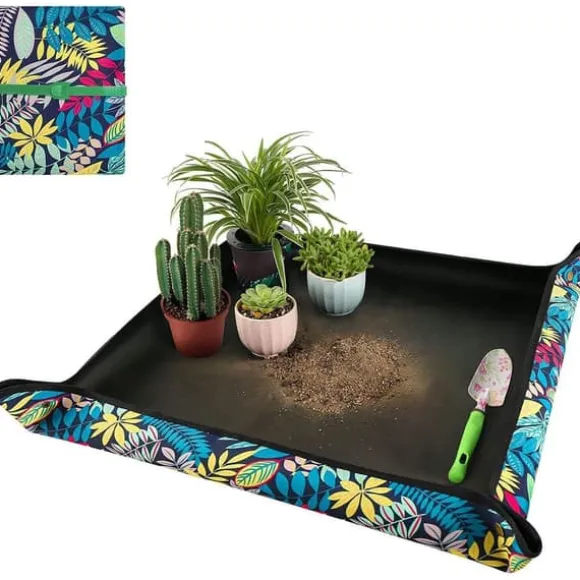 OBOSOE Plantemåtte/Pottebakker/Grydeskål - Beskyttelsesbetræk til Omplantning (75x75 cm), Vandtæt og Foldbar