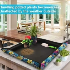 OBOSOE Plantemåtte/Pottebakker/Grydeskål - Beskyttelsesbetræk til Omplantning (75x75 cm), Vandtæt og Foldbar