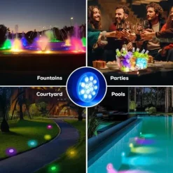 OBOSOE poolbelysning 2-pak genopladelige LED undervandslamper, IP68 vandtæt med fjernbetjening – til pool, spa og fest