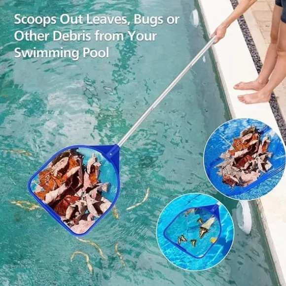 OBOSOE Poolnet/Poolskimmernet/Teleskopisk Stålstangnet - 160 cm Udtrækkelig Bladskimmer til Pool & Spa | Til under- og bebygget pool, dam og sauna