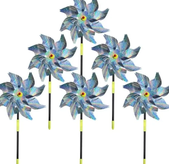 OBOSOE Reflective Scarecrow Windmill – 6-pak fugleafvisende middel til have og frugtplantage