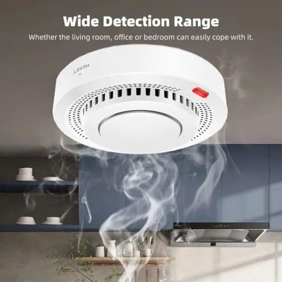 OBOSOE Smart WiFi røgdetektor – trådløs røgalarm med app-meddelelse (batteri medfølger ikke)
