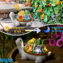 OBOSOE Solar Lampe Turtle Udendørs Statue – Havedekoration og ornament til terrasse