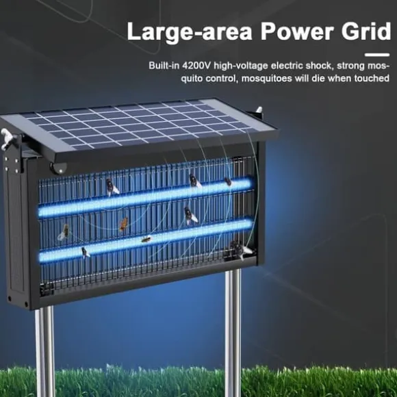 OBOSOE Solar Light Myggedræber Udendørs & Indendørs - Vandtæt 45×25×18cm, 4500V til Altan/Camping