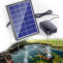 OBOSOE solcelledrevet iltpumpe til dam og akvarium – lydløs luftpumpe med solpanel til udendørs brug