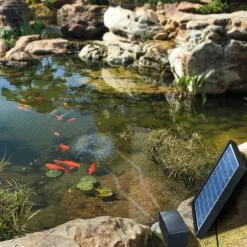 OBOSOE solcelledrevet iltpumpe til dam og akvarium – lydløs luftpumpe med solpanel til udendørs brug