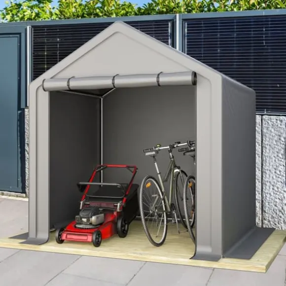 Opbevaringsrum 190x170x200 cm, cykelgarage, haveskur, redskabsskur, lagerzelt, mørkegrå