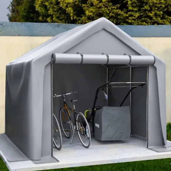 Opbevaringsrum 244x241x217cm, cykelgarage, haveskur, redskabsskur, lagerzelt, mørkegrå