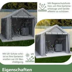 Opbevaringsrum 244x241x217cm, cykelgarage, haveskur, redskabsskur, lagerzelt, mørkegrå
