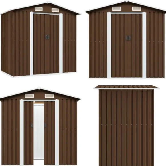 Opbevaringsskur til haven 204x132x186 cm stål brun - Haveskur - Haveskure - Home & Living