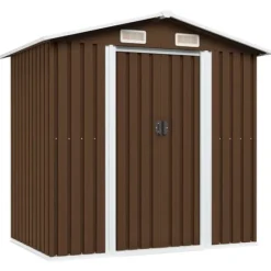 Opbevaringsskur til haven 204x132x186 cm stål brun - Haveskur - Haveskure - Home & Living