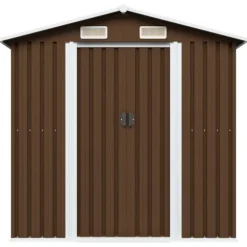Opbevaringsskur til haven 204x132x186 cm stål brun - Haveskur - Haveskure - Home & Living