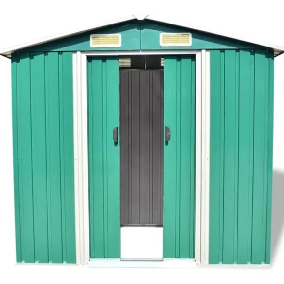 Opbevaringsskur til haven 204x132x186 cm metal grøn - Haveskur - Haveskure - Home & Living
