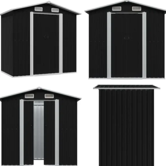 Opbevaringsskur til haven 204x132x186 cm stål antracitgrå - Haveskur - Haveskure - Home & Living