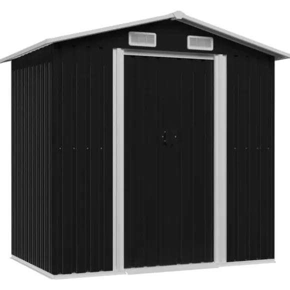 Opbevaringsskur til haven 204x132x186 cm stål antracitgrå - Haveskur - Haveskure - Home & Living