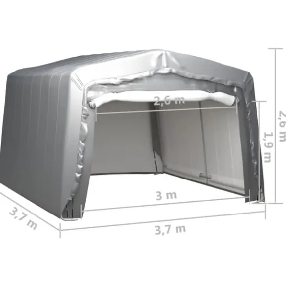 Opbevaringstelt 370x370 cm - Vandtæt og UV-resistent | Farve: Grå | Størrelse: 370x370 cm