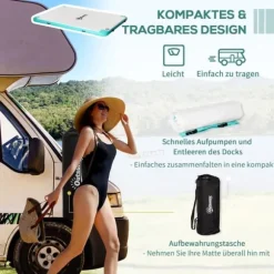 Oppustelig flydeø 304×204×15 cm, op til 500 kg, til pool & sø
