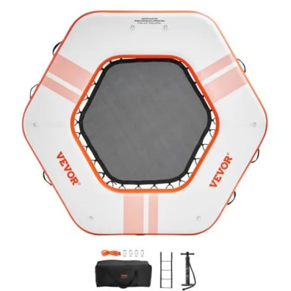 Oppustelig flydende dock, 259x20,3 cm, hvid, trampolin net pool