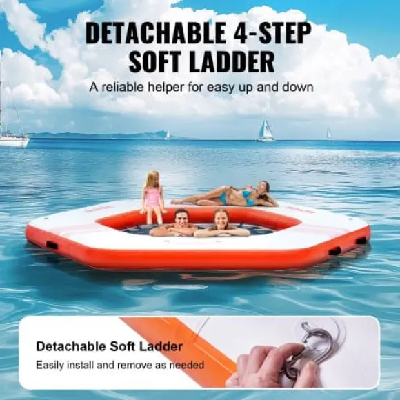 Oppustelig flydende dock, 259x20,3 cm, hvid, trampolin net pool