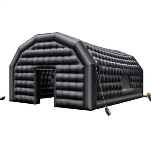 Oppustelig natklub 9x6x4 m sort, Oxford-stof