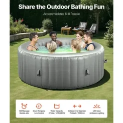 Oppusteligt Spa, 6-8 Personers Kapacitet, 2400x660 mm, Bærbart Udendørs Spabad