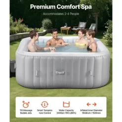 Oppusteligt Spa, 4-6 Personer, 1850 x 660 mm, Firkantet Bærbar, Udendørs Brug, Robust Og Komfortabel