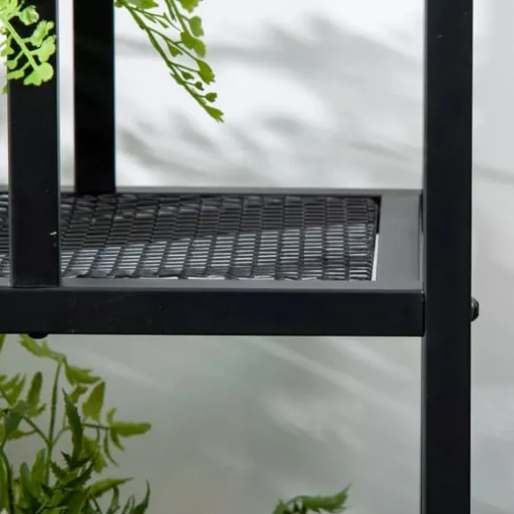Outsunny Blomsterreol - Metal, Sort, 4 Niveauer, 91x25x83cm
