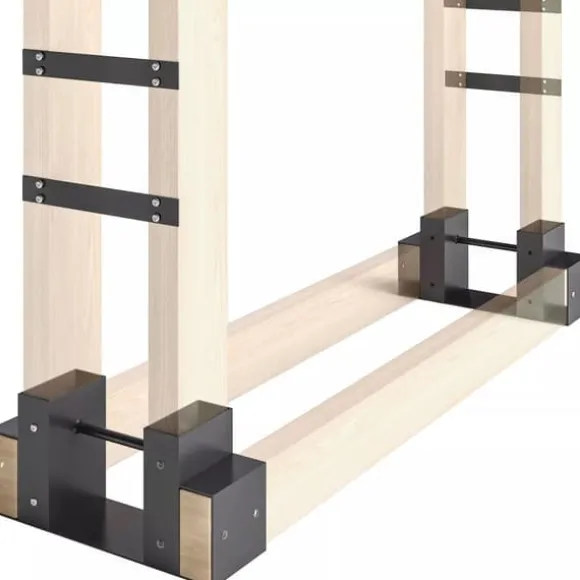 Outsunny 2-delt Brændestativ i Metal - Sort, 33,5x10x15,5cm - Robust og Vejrbestandig