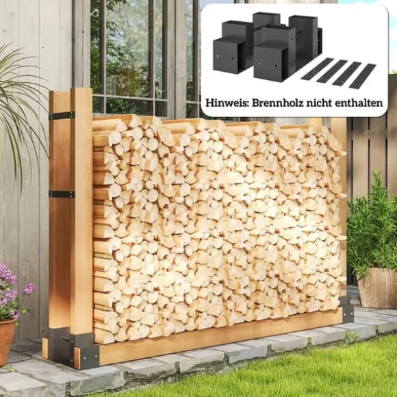 Outsunny 2-delt Brændestativ i Metal - Sort, 33,5x10x15,5cm - Robust og Vejrbestandig