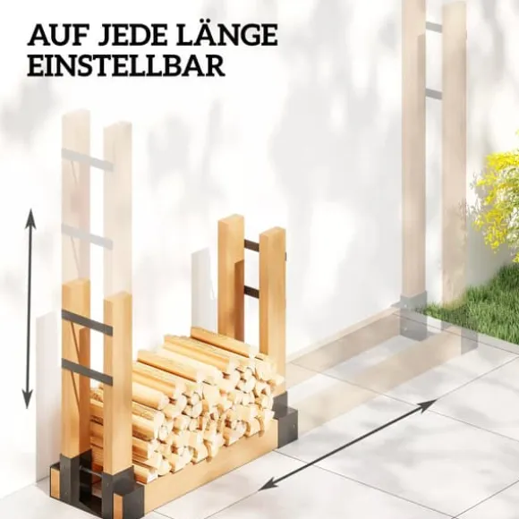 Outsunny 2-delt Brændestativ i Metal - Sort, 33,5x10x15,5cm - Robust og Vejrbestandig
