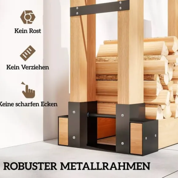 Outsunny 2-delt Brændestativ i Metal - Sort, 33,5x10x15,5cm - Robust og Vejrbestandig
