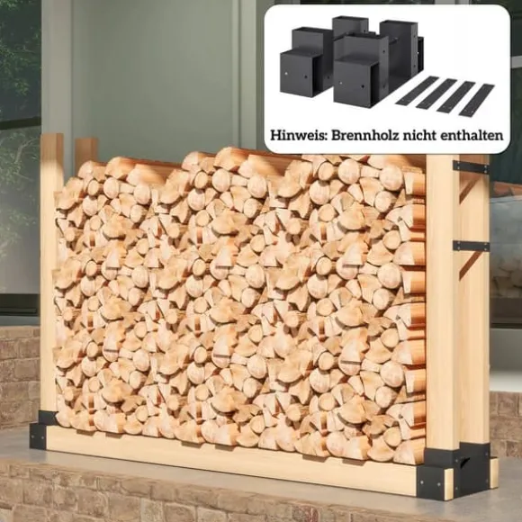 Outsunny 2-delt Brændestativ i Metal - Sort, 33,5x10x15,5cm - Robust og Vejrbestandig