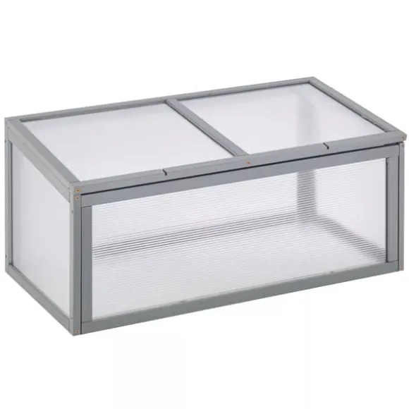Outsunny drivhus af grantræ og polycarbonat, grå, 90x46x40cm