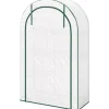 Outsunny drivhus hvid stål plast 100x45x160 cm 4 niveauer lynlåsdør