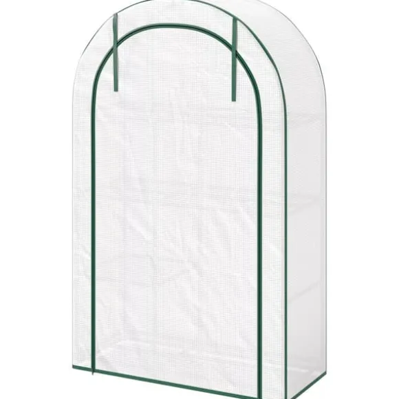 Outsunny drivhus hvid stål plast 100x45x160 cm 4 niveauer lynlåsdør
