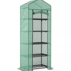 Outsunny Drivhus med 5 Hylder, Gr'n Plast/St'l, 69x49x193 cm