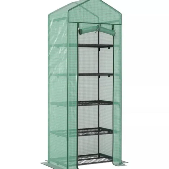 Outsunny Drivhus med 5 Hylder, Gr'n Plast/St'l, 69x49x193 cm