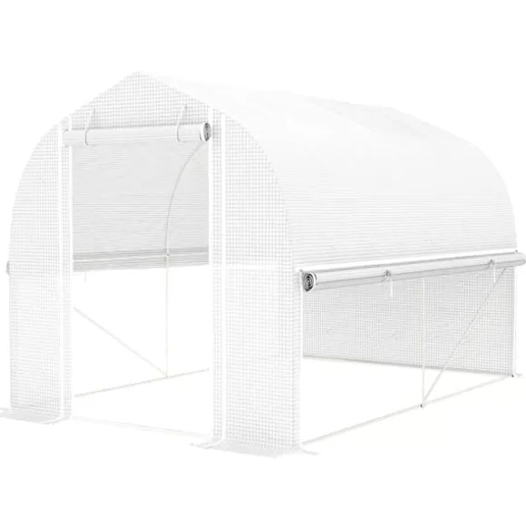 Outsunny Drivhus Tunnel 3x2x2m Hvid PP/Galvaniseret Stål med 4 Vinduer og Dør, UV-resistent Folie, Luftig Ventilation, Ideel til Haver